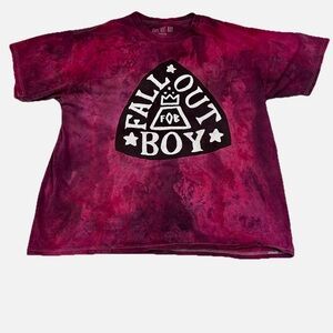 Fall Out Boy Tie Dye Graphic Band T-Shirt Size L Pink Purple FOB Tee